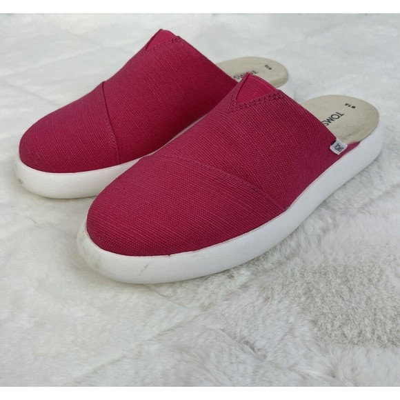 TOMS Alpargata Mallow Mule Slip on Canvas Shoes Women's Size 7.5 Raspberry - Picture 1 of 5